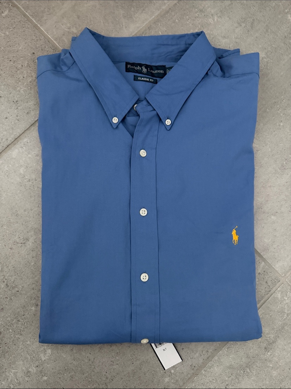 NWT Ralph Lauren Men’s Big & Tall Size 3XLT Blue Button Down Shirt